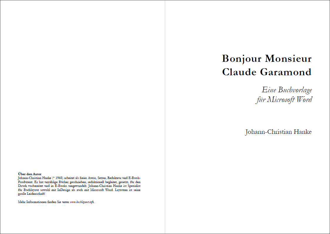 Elegante Taschenbuchvorlage In A5 Bonjour Monsieur Claude Garamond Satz Und Layout Fur Selfpublisher