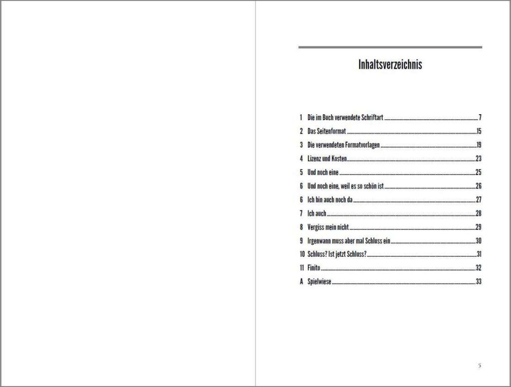 Inhaltsverzeichnis der Vorlage »A Cormorant Book«, Variante A