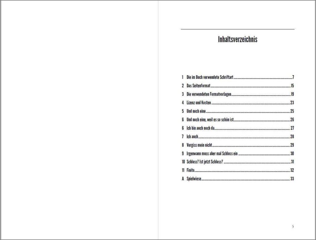 Inhaltsverzeichnis der Vorlage »A Cormorant Book«, Variante B