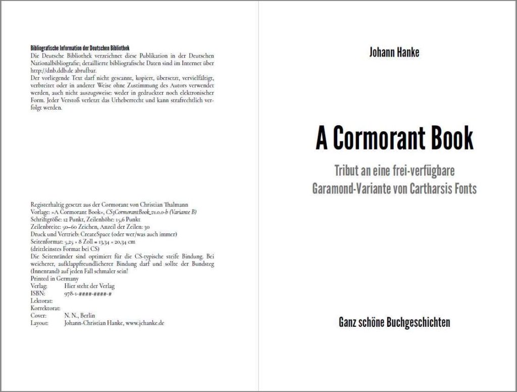 Titel der Vorlage »A Cormorant Book«, Variante B