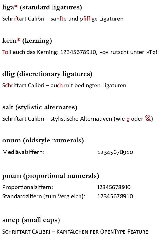 Die neuen OpenType-Features in Writer, vorgestellt von Buchlayouter Johann