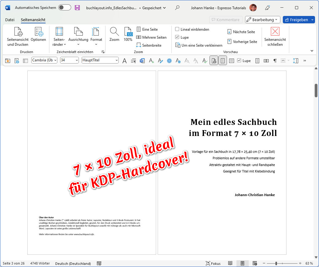 Die beliebteste Vorlage Mein edles Sachbuch jetzt auch für KDP 7 × 10